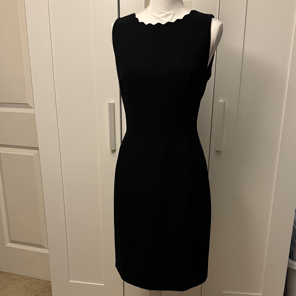 Tahari Black Scalloped Midi Dress